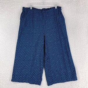 NorthStyle Blue Dot Print Pull On Elastic Waist Pants‎ Womens Cropped Size Large
